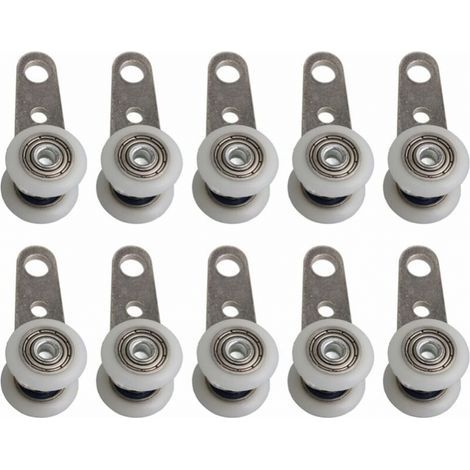 Lot de 10 roulettes pour baies vitrées ou portes coulissantes - en métal et en plastique - 4,5 x 1,9 cm (1/4)