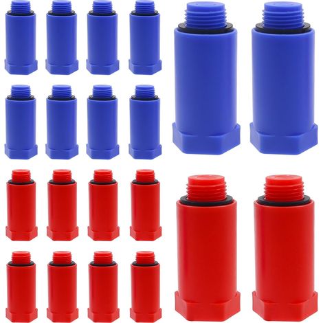 Lot de 20 Bouchons de Construction,Bouchons de Montage 1/2" Bleu/Rouge,Bouchons D'obturation,Bouchons de Pression en Plastique Pour Bloquer les Conduites d'eau pour les Rénovations (1/5)