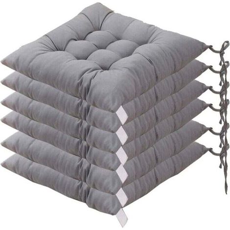 6 Coussins de Chaises Carrs 40x40 Coussins de Sige Dcoration Maison Coussin Mat Matelasse,Confortable et color - Idal pour intrieur et extrieur (Gris) (1/4)