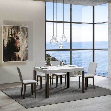 Tavolo "Rimini" allungabile in legno per sala da pranzo -Fisso 130 cm / Bianco Frassino (1/3)