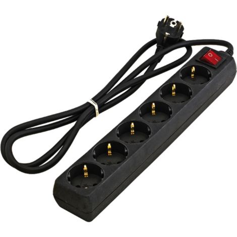 Base enchufe múltiple DUOLEC cable 1.5 m negro. 6 tomas -