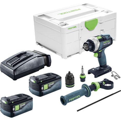 Taladro atornillador a batería Festool TDC 18/4-Basic 18 V 75 Nm sin escobillas + 2 baterías de 5,0 Ah + cargador + Systainer