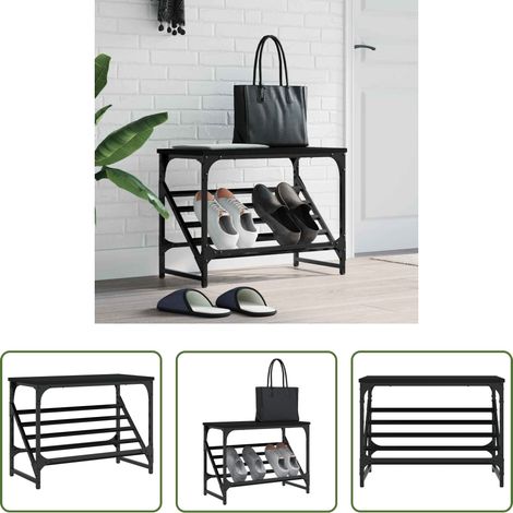 Schuhregal Schwarz - Schuhregal Schwarz 60x30x45 cm Holzwerkstoff (1/5)