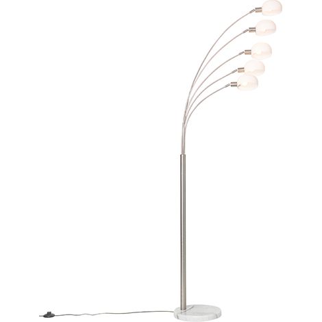 Design Floor Lamp Steel with Opal Glass 5-Light - Sixties Marmo