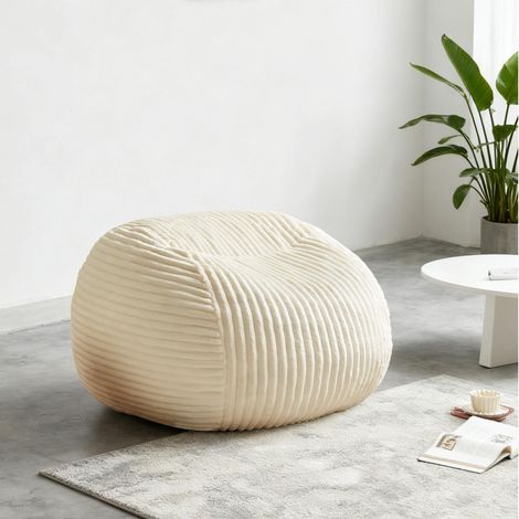 Pouf haut de gamme beige pour adulte - canapé lounge ultra moelleux en mousse à mémoire de forme et fauteuil de lecture confortable, adapté à la chambre, au salon et au dortoir.