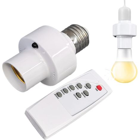 Douille pour Ampoule Support De Lampe Avec Fonction De Minuterie Sans Fil  Douille E27 Avec Télécommande De Lampe Pour Salon, Chambre, Placard, Grenier, Garage (1/5)