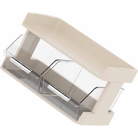 Boîte de rangement pour sachets de thé, capsules de café, coin thé au bureau, porte-tasses de style japonais, étagère de rangement pour comptoir de bar, porte-tasses, blanc crème à deux niveaux (1/5)