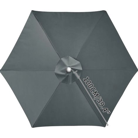 Toldo de sombrilla, poliéster resistente, ventilación para mayor estabilidad, gris, 6 varillas, 2 m (1/2)