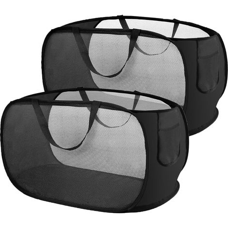 Pièces Panier à Linge Pliable,75L Paniere a Linge Sale,Paniers à Linge Pliables pour Buanderie,Salle de Bain,Chambre à Coucher,Chambre d'enfant,Voyage (Noir + Noir) (1/5)