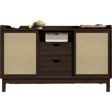Buffet, Bois d'ingénierie, Longueur 120 cm, Largeur 40 cm, Hauteur 80 cm, Étagères réglables (1/5)