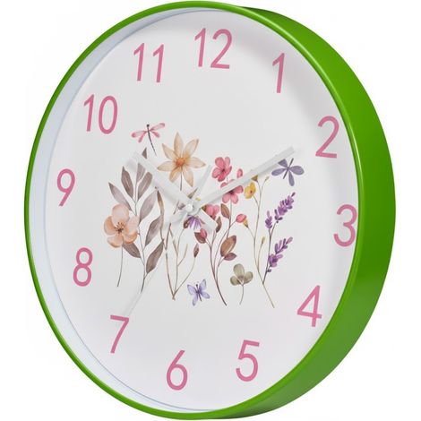 Wanduhr mit Blumenmotiv, Ø 30 cm (1/3)