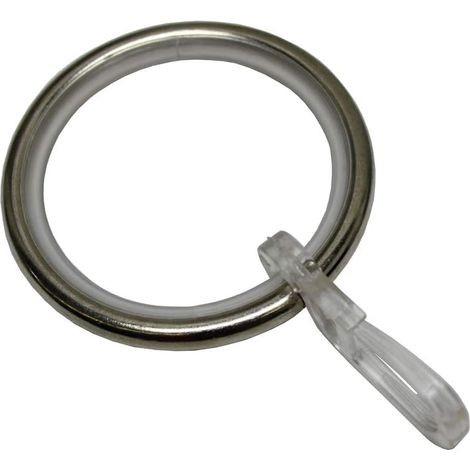Anneaux de Rideau pour tringles à Rideaux avec Ø 25 mm, Inclus Insert de Glissement and Patin Crochet plissé, Paquet de 10s, Largeur 4 mm, Métal, Acier Inoxydable (1/5)