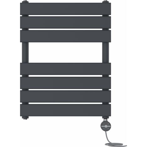 Prefilled Thermostatic Electric Flat Panel Heated Towel Rail Ladder Warmer Radiator Anthracite 650x500mm