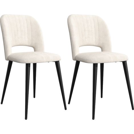 Juego de 2 sillas de comedor terciopelo patas metálicas para salón cocina Blanco (1/5)