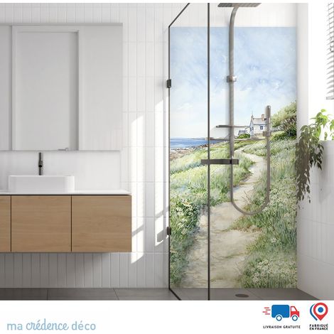 Panneau de douche : Chemin sur la côte bretonne - Alu composite - 100 - 245 (1/3)