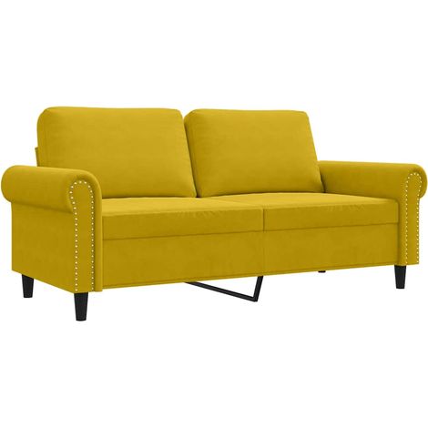 Canapé Sofa à 2 places Jaune 140 cm Velours (1/5)