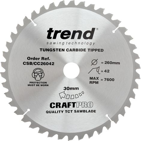 TREND SAW BLADE CROSSCUT 260 X 42T X 30 (1/3)
