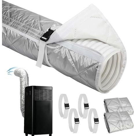 insulated air conditioning duct for exhaust pipes Ø15 cm, quilted cover for air conditioning hose for mobile air conditioners with closure and