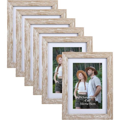 6er-Set Bilderrahmen 10x15/13x18 cm für Wand & Tisch, Beige - Geschenk für (1/5)