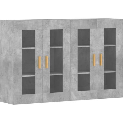 2 pcs Buffet,Bahut, Armoires murales gris béton bois d'ingénierie CFW78950 (1/5)
