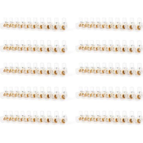 CILIA 100x Morsetti Elettrici 2,5mm², Mammut in Stecche da 10 Poli (Totale 10 Barrette), Connettori a Vite Trasparenti, Morsettiera Isolante per Cavi Elettrici, Tagliabile (1/5)