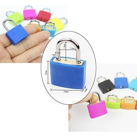 Lot de 2 cadenas à bagages avec clés, petits cadenas colorés pour casier de gym, sac à dos, sac d'ordinateur portable, école, bleu clair, Compacte (1/5)