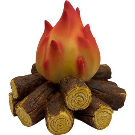 Feu De Camp - Décoration Résine Réaliste Avec Bûches Et Flamme - Pour Intérieur Bureau Salle De Classe - 1 Pièce (1/5)
