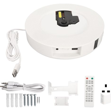 Lecteur CD mural Bluetooth avec haut‑parleurs, radio FM, écran LCD, USB, télécommande, prise UK 100‑240V (1/5)
