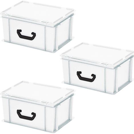 BRB 3 Kunststoffkoffer im Euroformat, 1 Tragegriff auf einer Längsseite, LxBxH 400x300x230 mm, weiß