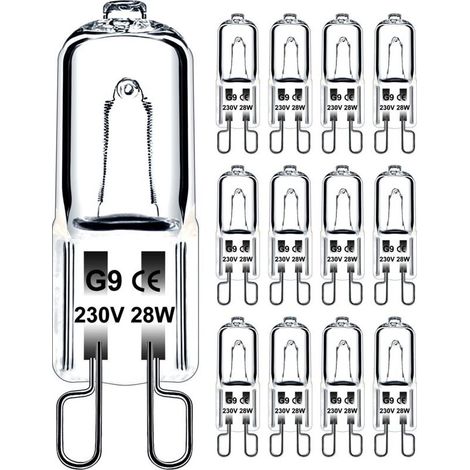 Ampoule G9 28W 230V Dimmable Blanc Chaud, Ampoule Halogène G9 Tolérance de 300°C, Ampoule Four G9 Pour Four Micro-ondes Cuisinière Plafonniers, Lot de 12 [Classe énergétique G] (1/5)