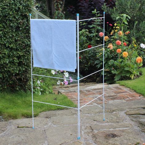 Caravan Indoor/Outdoor Two Panel Folding Clothes Airer Laundry Dryer, White (1/3)