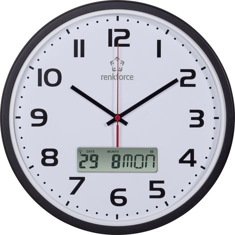 Renkforce HD-WRCL135 Funk Wanduhr 32 cm x 4.5 cm Schwarz (1/2)