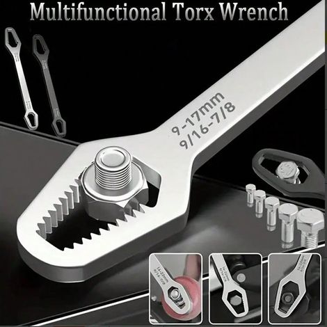 Clé Torx multifonction à double tête, réglable, auto-serrante, pour réparation domestique et automobile, adaptée aux vis de 3-17mm, pour bricolage [aimant en fonte épaissie CRV], 1 pièce. (1/4)