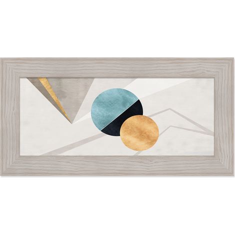 Lupia - Quadro moderno, per soggiorno camera da letto, con cornice BOSTON colore BEIGE, 28x57 cm, GEOMETRIC LINE stampa su pannello in legno, stile geometrico astratto (1/4)