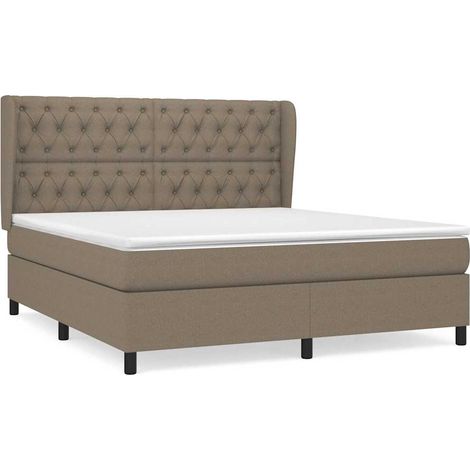 Maison Exclusive - Sommier à lattes de lit avec matelas Taupe 160x200 cm Tissu (1/5)