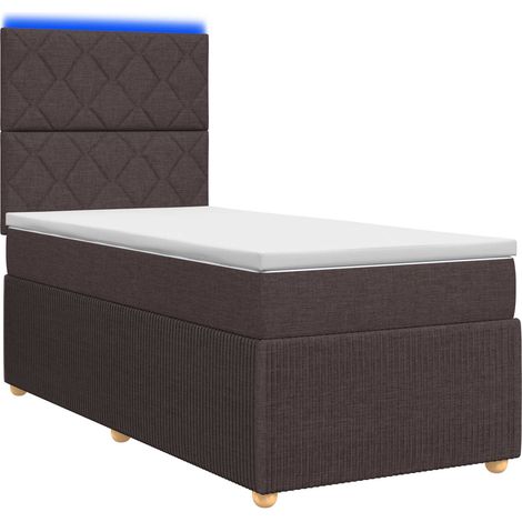 Maison Exclusive - Letto Box Spring LED con Materasso Marrone Scuro 100 x 200 cm (1/5)