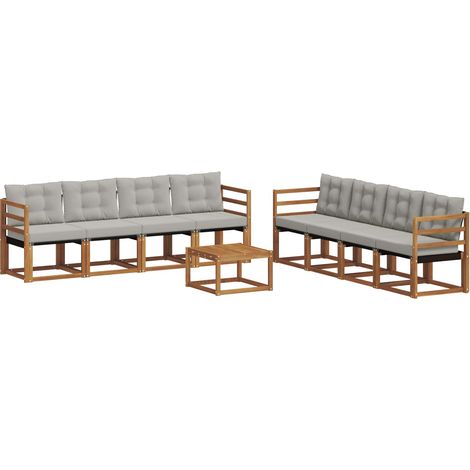 Conjunto de sofás de exterior 9 pcs Gris Natural y Claro vidaXL (1/5)