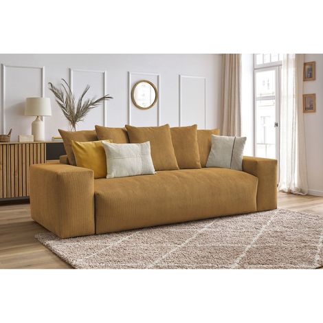 BOBOCHIC - Canapé droit convertible coffre VOLTAIRE Jaune (1/5)