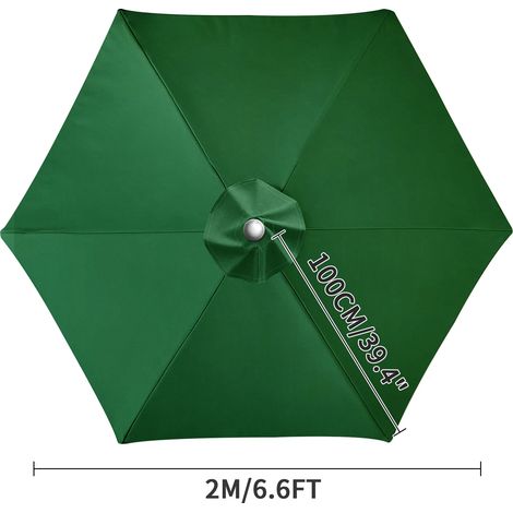 (Vert, 6 nervures, 2M) Toile de rechange pour pare-soleil, imperméable, résistante aux intempéries et aux UV. (1/5)