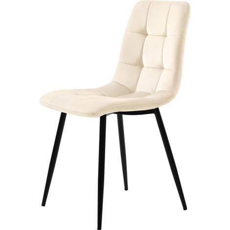 Set di 4 sedie da pranzo imbottite beige in velluto con schienale e gambe in metallo MODENUIT (1/5)