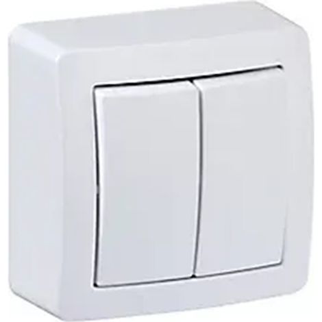 Doppio interruttore a due vie completo per montaggio superficiale, SCHNEIDER ELECTRIC ALREA, bianco SCHNEIDER ELECTRIC