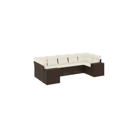 Salon de jardin avec coussins 7 pcs marron résine tressée (1/5)