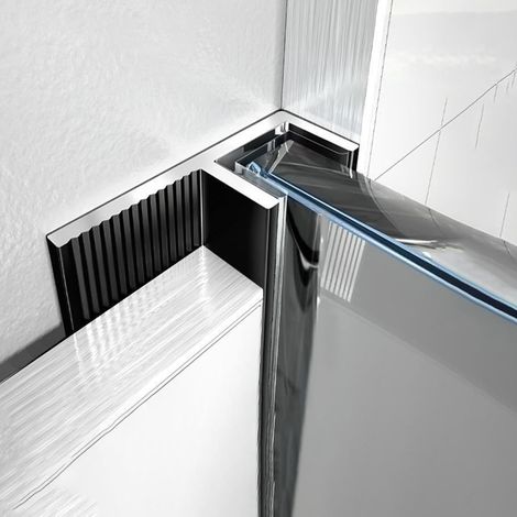 Profilé en F fixe verre noir de 100 cm long pour fixation murale (1/5)