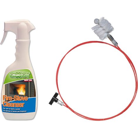 Kit Pulizia Stufa a Pellet e Camini   Detergente vetri Fire-Stove + Scovolo in Nylon   Prodotti 100% Made in Italy Eco Friendly
