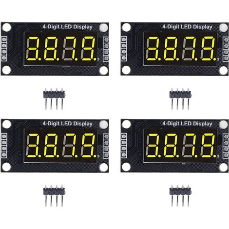 4 Sets Digital Tube Display Module LED 4 Digit 7 Segment 0.36in TM1637 Drive Chip Yellow MRA110C