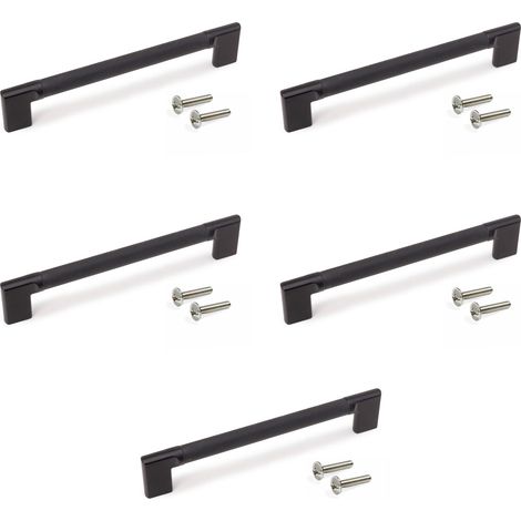 Emuca Lot von 5 Möbelgriffe Sofia, L221mm, 192mm Achsenabstand, Aluminium, Schwarz lackiert (1/5)