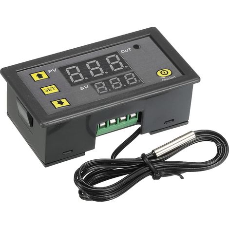 24V DC LED Digital Temperature Controller Thermostat Meter Heating Refrigeration -20 to 100°C W3230 Relay Output with NTC Temperature Sensor Waterproof (1/5)