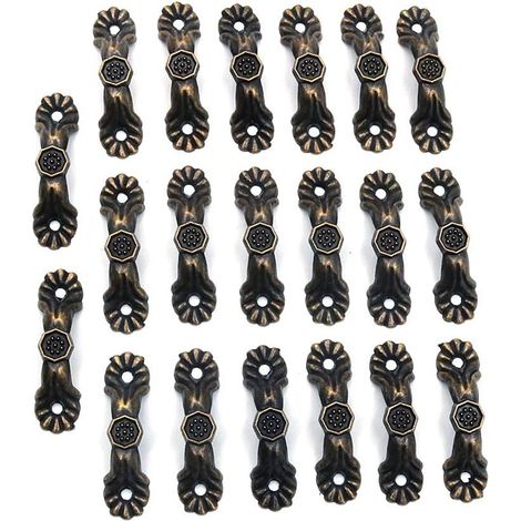 Lot de 20 boutons de meubles, poignées et boutons de style vintage, quincaillerie décorative pour portes, placards de cuisine, tiroirs, buffets, avec vis, en métal bronze, robustes et décoratifs. (1/3)