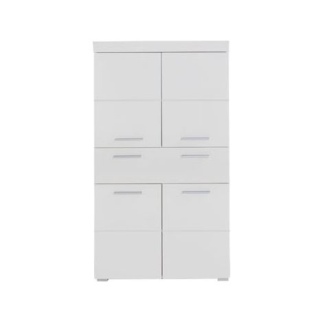 Colonne double 4 portes 1 tiroir – Dimensions L73 x P31 x H130 cm – Armoire blanche pour rangement optimisé – TRENDTEAM (1/5)