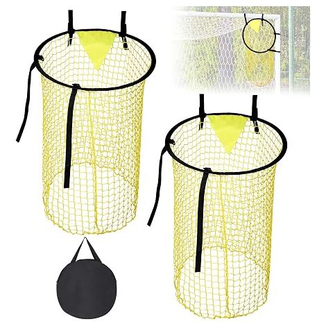 2 Pack Yellow Football Target Net 45cm 2 x Football Net 1 x Storage Bag Metal Frame Nylon Material Goal Training Equipment (1/5)
